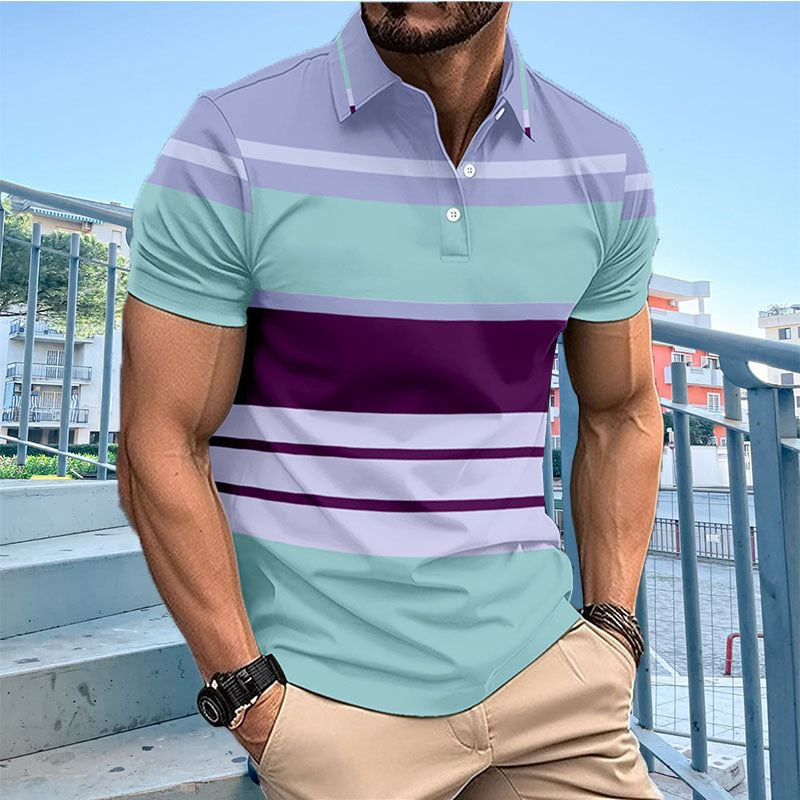 Herren Poloshirt Streifenmuster Modern Sportlich - BerlinGlamour