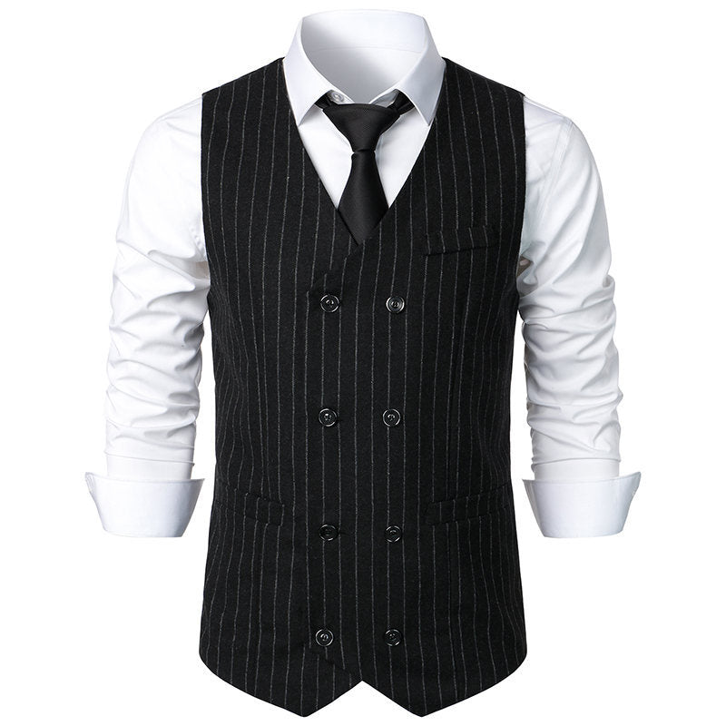 Herren Anzugsweste Elegent Streifenmuster Doppelknopf