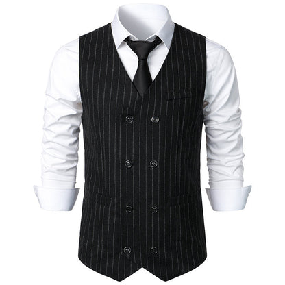 Herren Anzugsweste Elegent Streifenmuster Doppelknopf