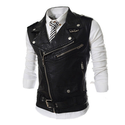 Leder Bikerweste Damen Asymmetrisch Mit Taschen