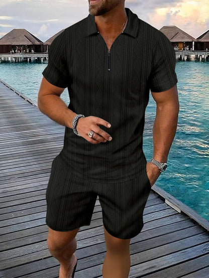 Herren Freizeit-Set Modern mit Kurz-Reißverschluss Trendsport