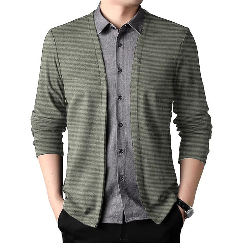 Herren Cardigan Strukturiert Offene Kanten Modern