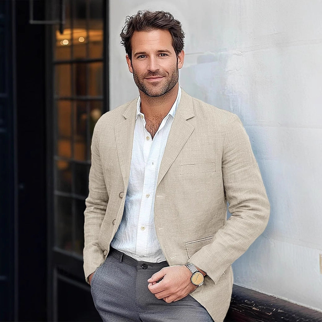 Herren Leinenblazer Leicht Sommer Modern