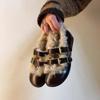 Damen Clogs Bequem Kuschelig mit verstellbaren Riemen