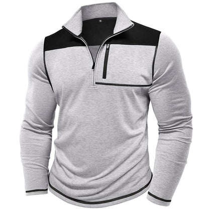 Herren Pullover Sportlich Half-Zip mit Brusttasche Modern