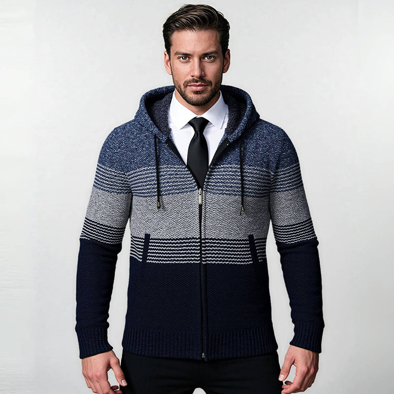 Herren Hoodie Jacke Modern Strukturiert mit Taschen