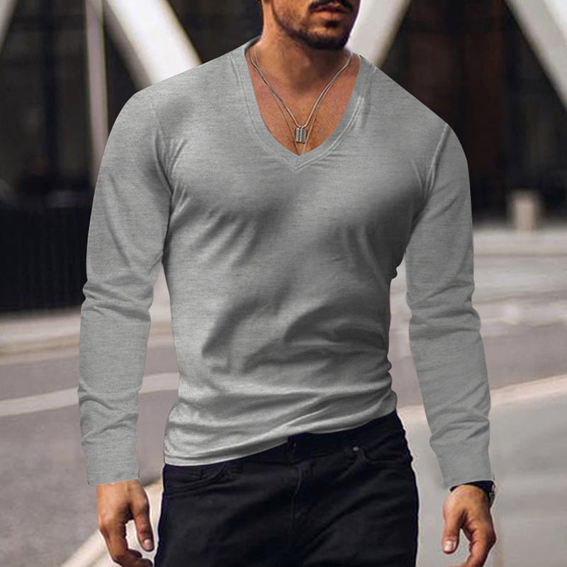 Herren V-Ausschnitt Langarmshirt aus weichem Baumwollmix mit figurbetonter Passform BerlinGlamour wird zu Herren Langarmshirt Weichem Baumwollmix Figurbetonter Passform Berlin