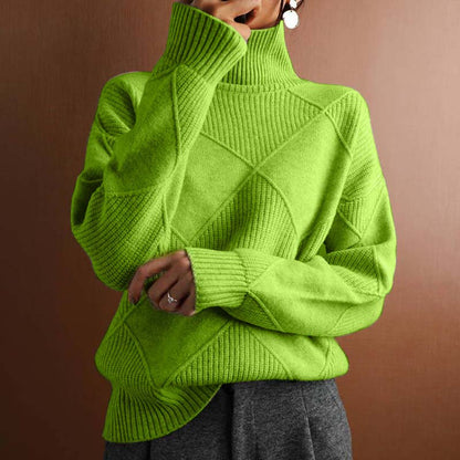 Damen Sweater Winter Strickpullover Hoher Hals Warm