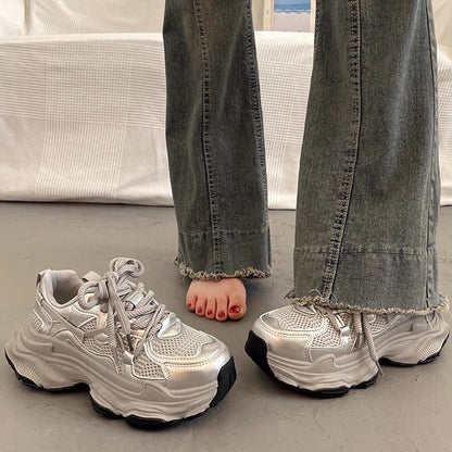 Damen Sneaker Chunky Atmungsaktiv Weich