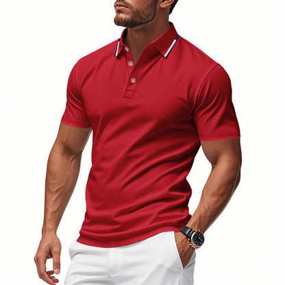 Herren Polo-Shirt Kontrastkragen Modern Slimfit