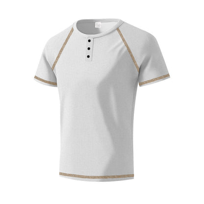 Herren Kurzarm Hemd Modern mit Kontrastknöpfen Trendy Style