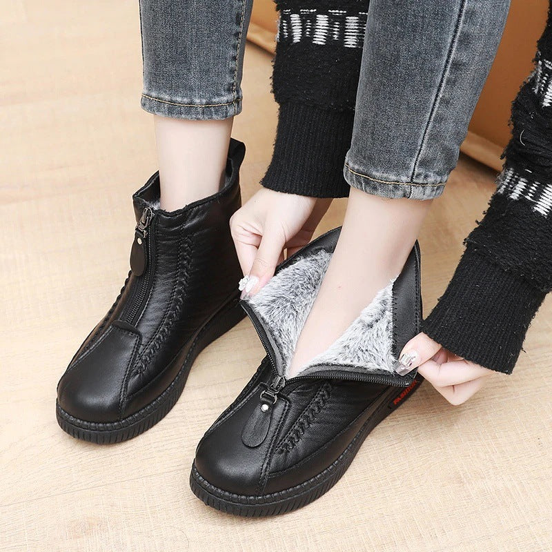 Damen Stiefeletten Modisch Rutschfest Doppelter Reißverschluss - BerlinGlamour