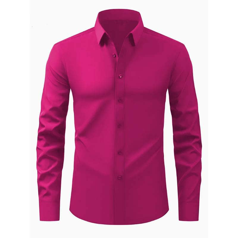 Herren Hemd Langarm Modernes Design Schwarzes Slimfit