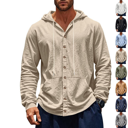 Herren Kapuzensweater Mit Knöpfen Praktisch Taschen - BerlinGlamour