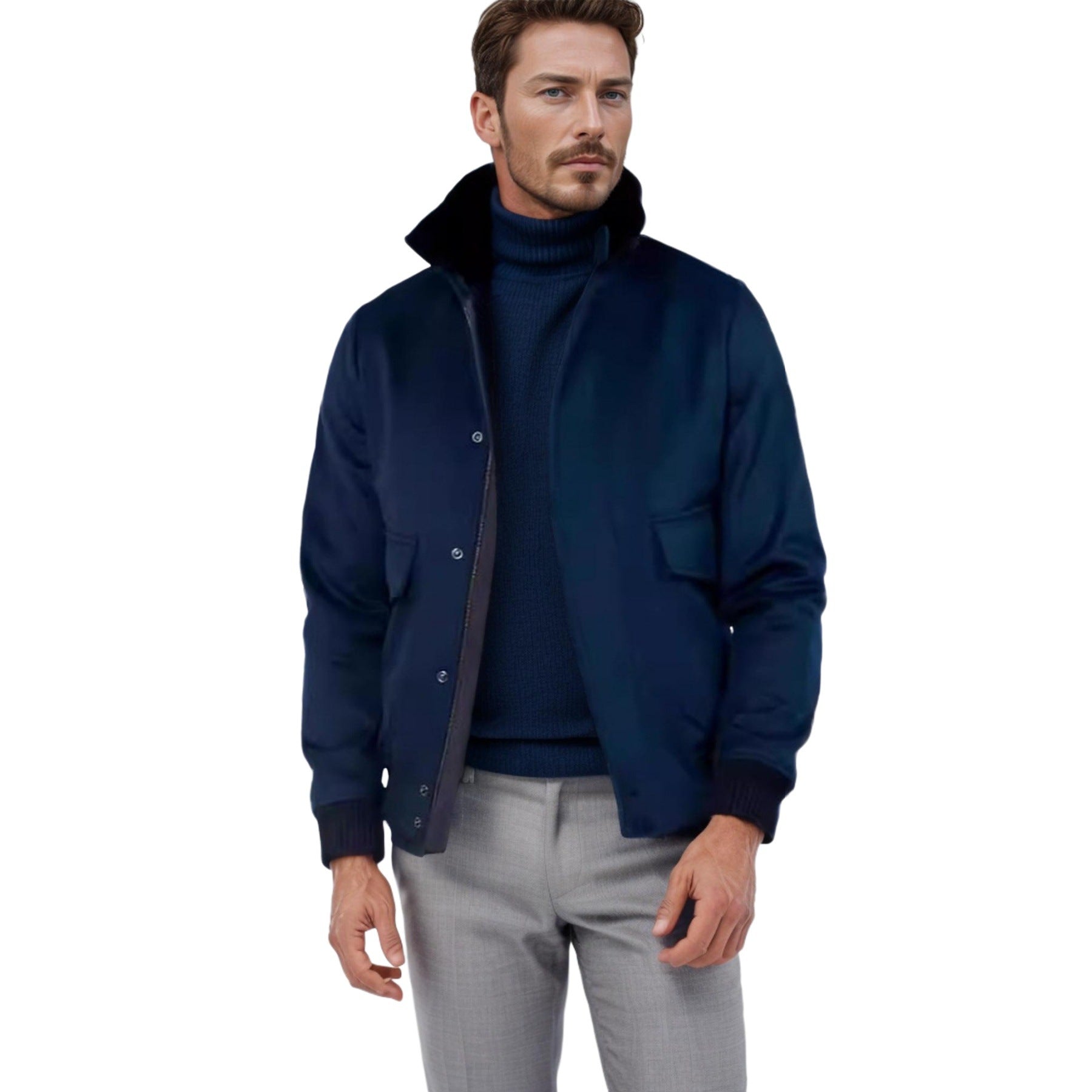Herren Freizeitjacke Modern Stehkragen Casual - BerlinGlamour