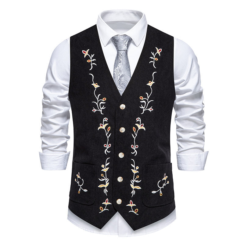 Herren Weste Elegant Blumenmuster Mit Taschen