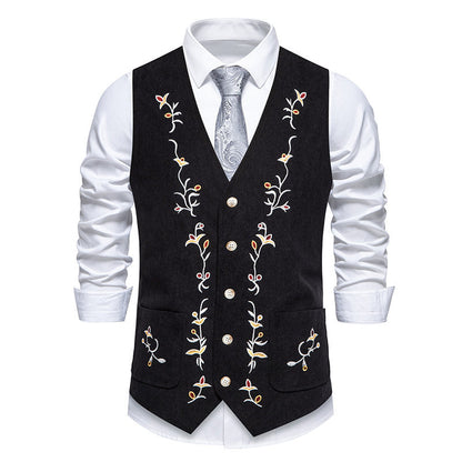 Herren Weste Elegant Blumenmuster Mit Taschen