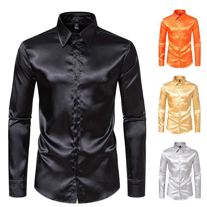 Elegantes Herren-Hemd Satin Glänzend Modern