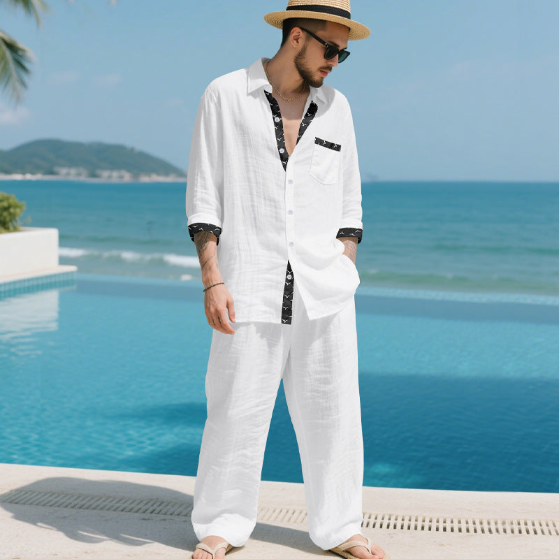 Herren Sommeranzug Modern Slim Fit mit Knöpfen und Brusttasche