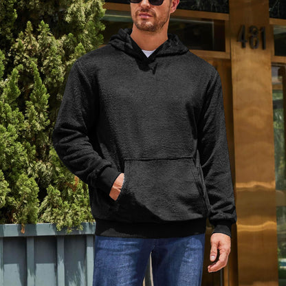 Herren Fleece Hoodie Kuschelig Mit Kängurutasche Grau