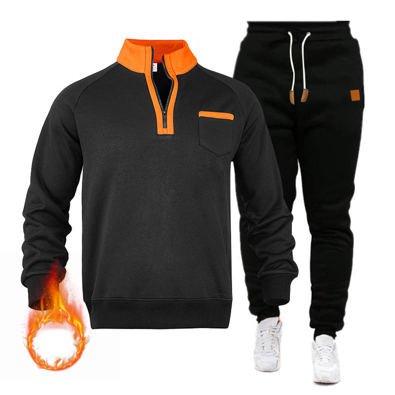 Herren Sportswear Set Stehkragen Jogginganzug mit Brusttasche