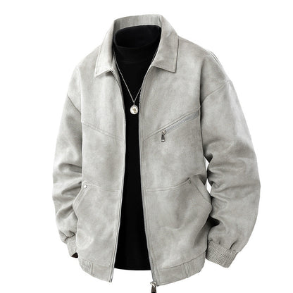 Lederjacke Herren Casual Schwarz Modern