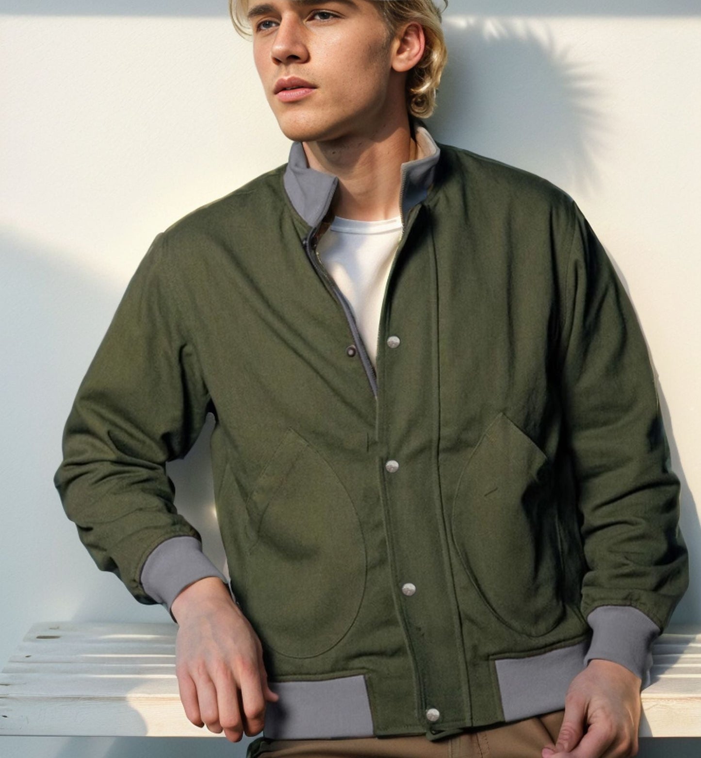 Herren Freizeitjacke Modern mit Taschen und Standkragen