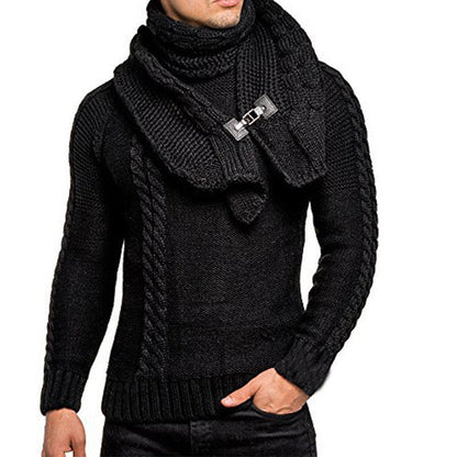Grobstrickpullover Herren mit Schal Warm und Bequem