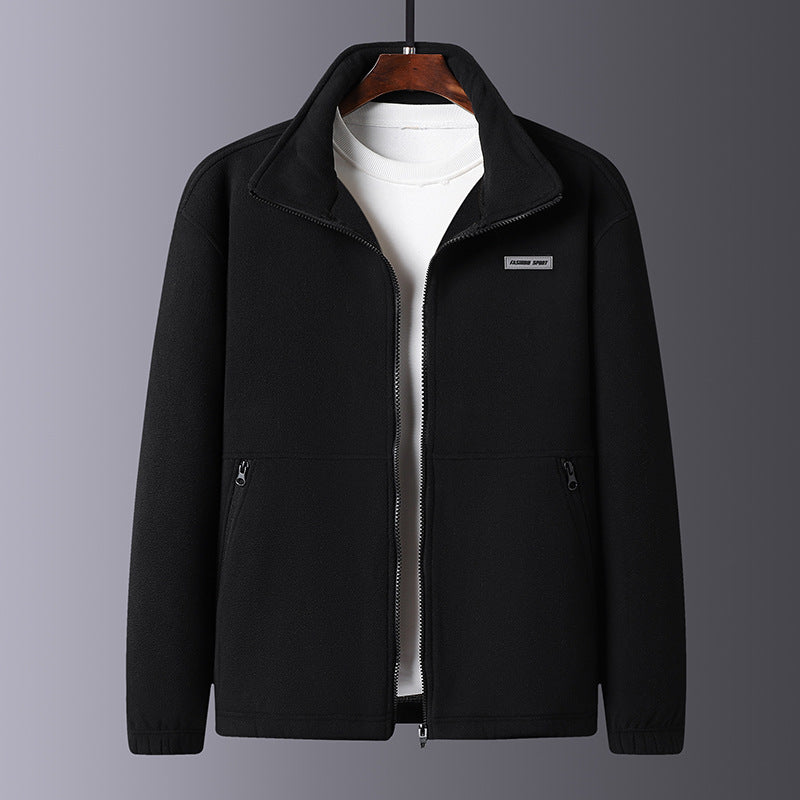 Herren Fleecejacke Warm mit Kragen und Taschen