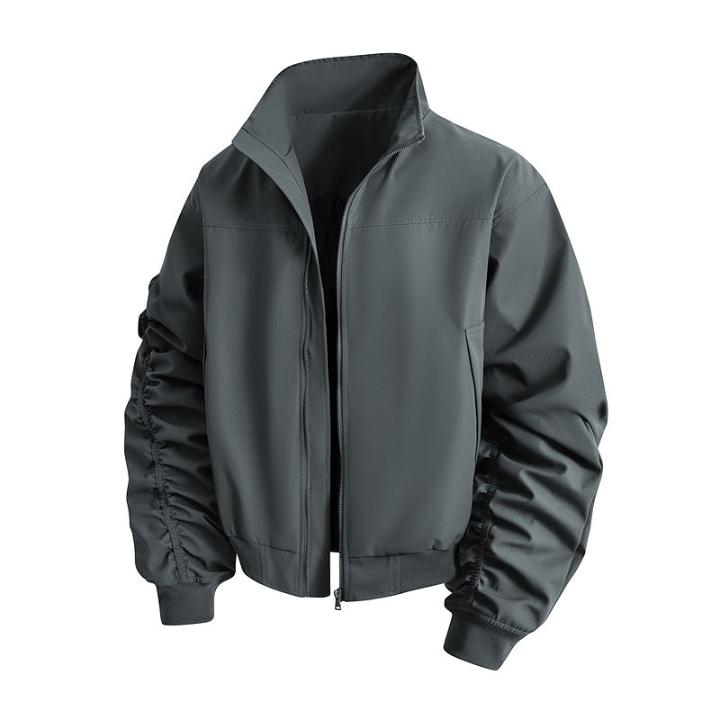 Modische Damen Bomberjacke Stehkragen Elegant Schwarz - BerlinGlamour