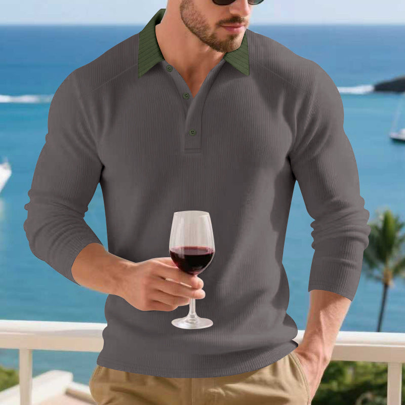 Herren Poloshirt Modern Strukturiert Elegant