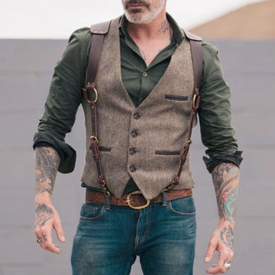 Herren Anzugweste Elegant Mit Kontrast Details Schwarz - BerlinGlamour