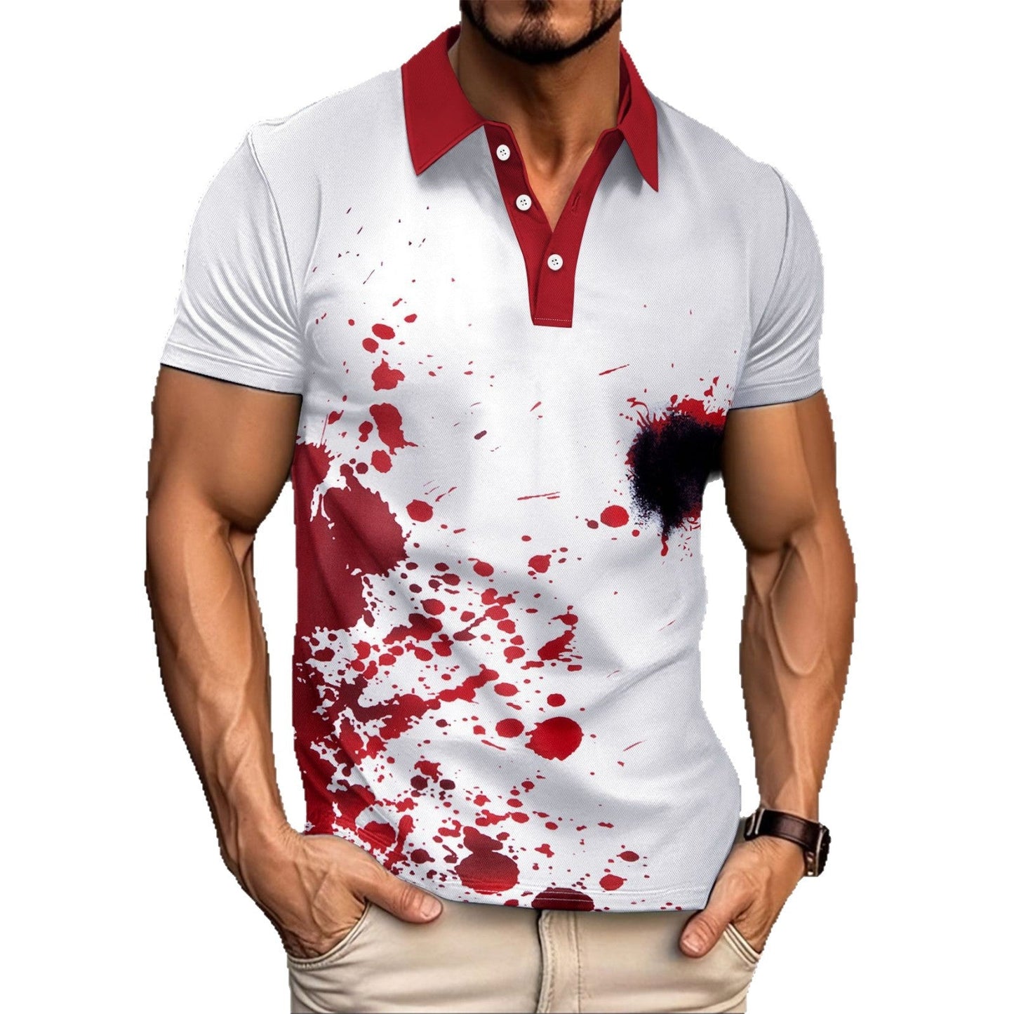 Herren Poloshirt Farbverlauf Modern Kragen