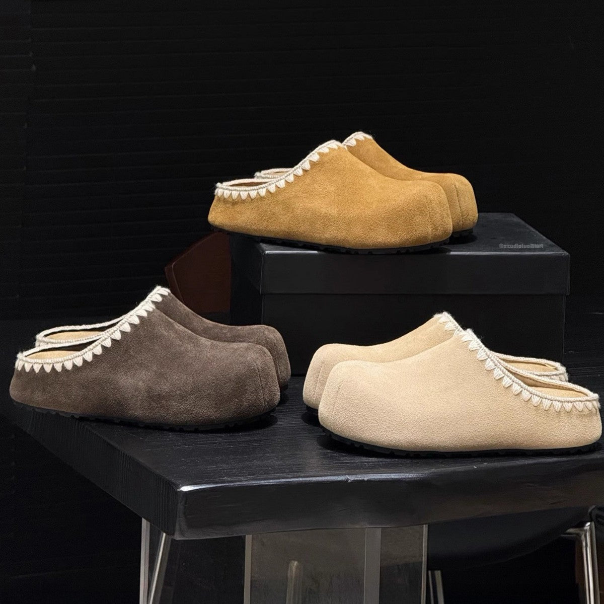 Damen Clogs Weiches Wildleder Handgefertigt Elegant - BerlinGlamour
