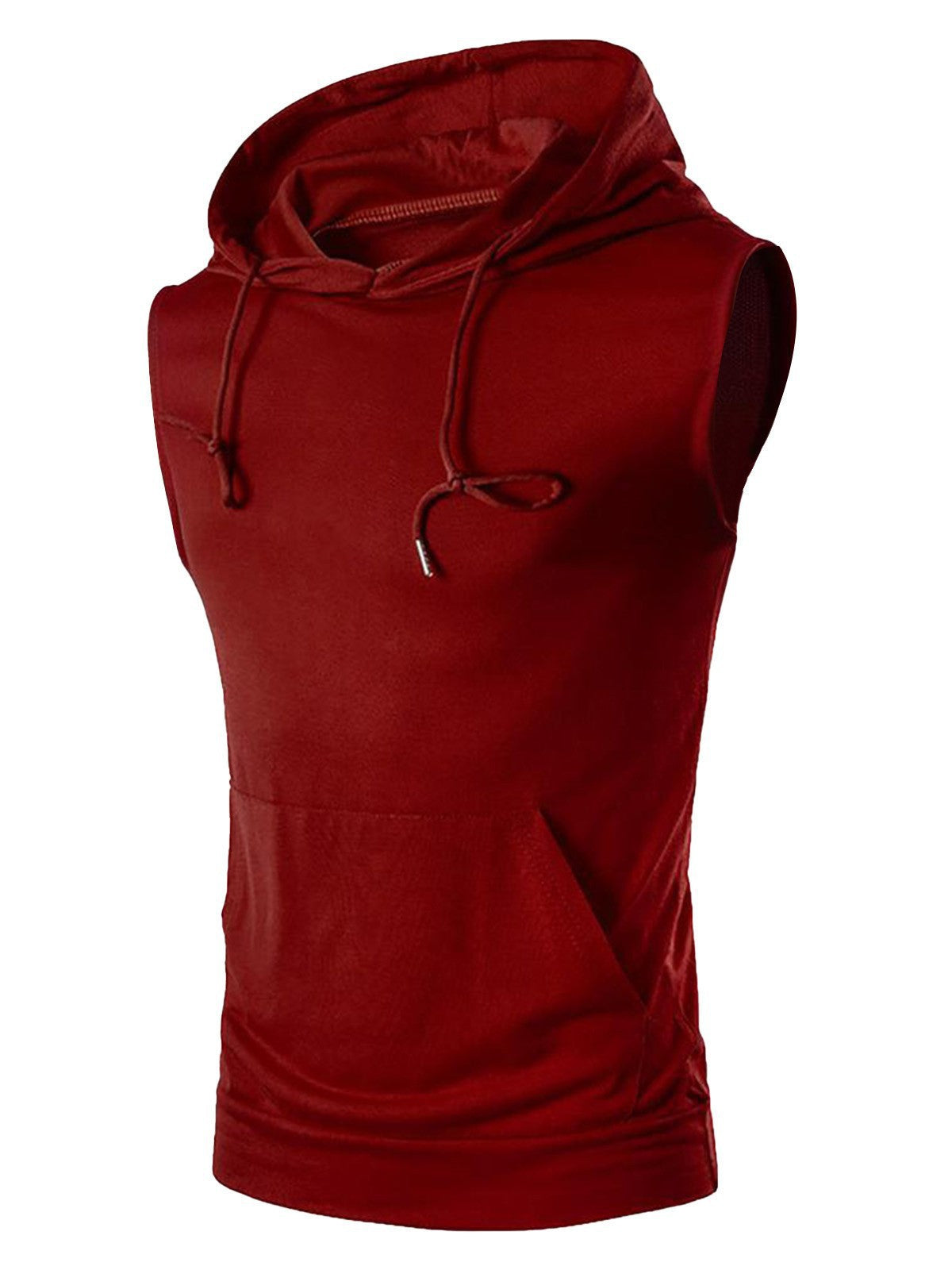 Herren Kapuzenshirt Ärmellos atmungsaktiv mit Kängurutasche