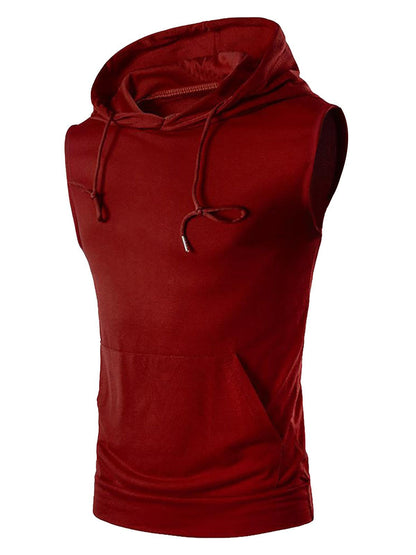Herren Kapuzenshirt Ärmellos atmungsaktiv mit Kängurutasche