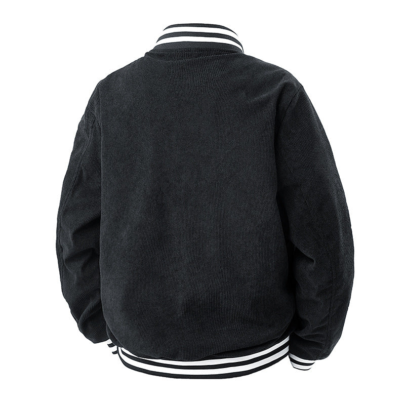 Herren Cordjacke Lässig Elastisch Mit Kontrast