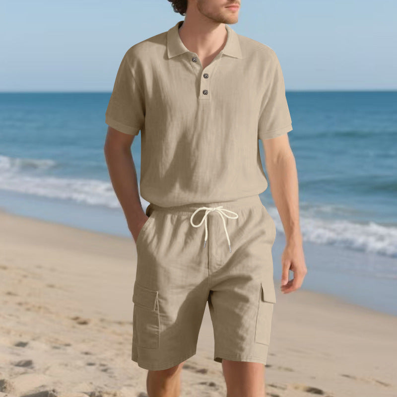 Herren Poloshirt und Badeshorts mit Taschen Sommer