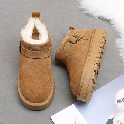 Damen Stiefeletten Weich Kuschelig Mit Schnalle