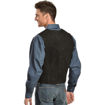 Herren Lederweste Elegante Wildleder schwarz Klassiker