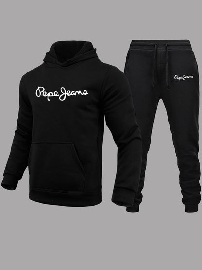 Herren Hoodie Set mit Jogginghose Trendig Grau Schwarz
