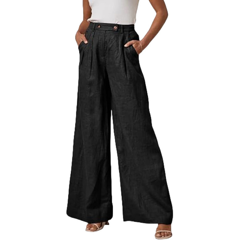 Damenhose Leinen Elegant Hochtailliert Damen