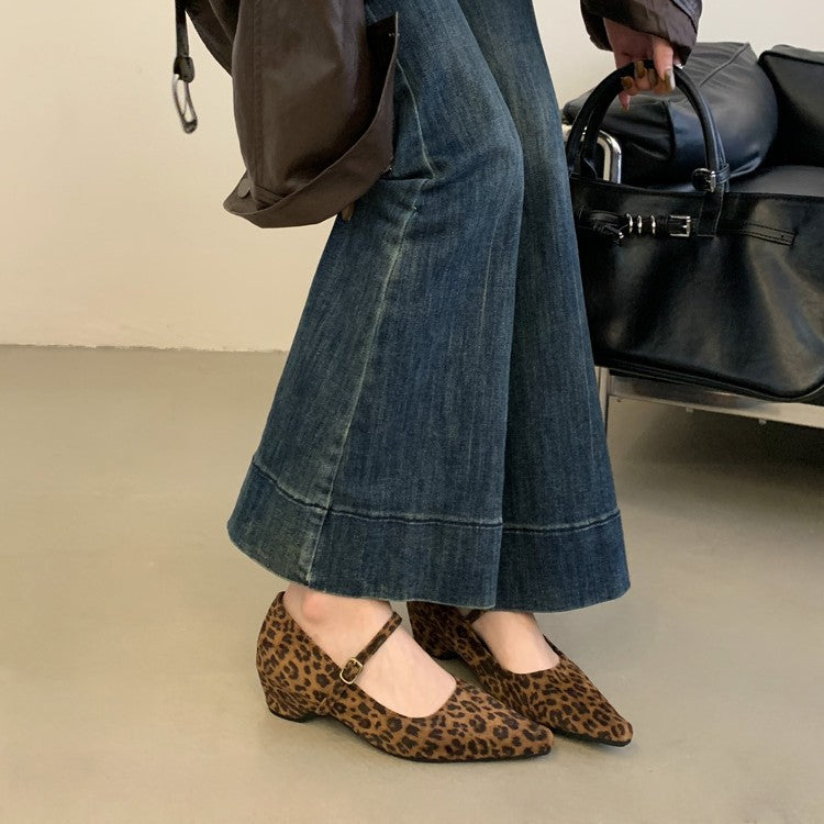 Damen Ballerinas Elegant mit Riemen Wildleder Schuhe