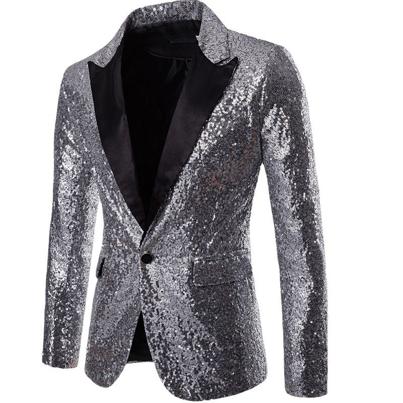 Herren Blazer Pailletten Glitzerjacke Elegant