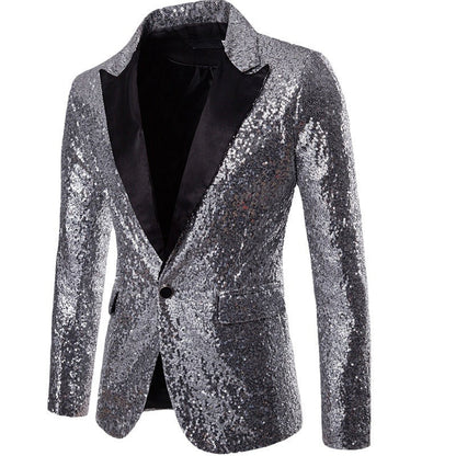 Herren Blazer Pailletten Glitzerjacke Elegant
