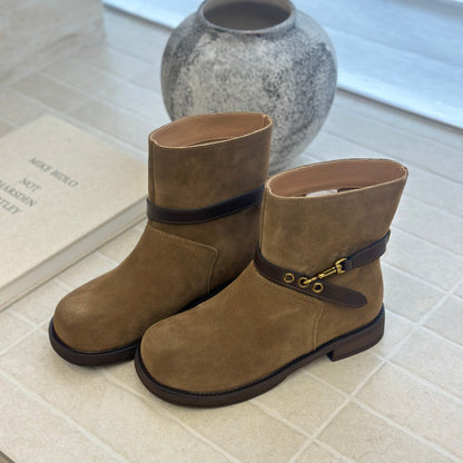 Damen Chelsea Boots Lederoberfläche Modisch Schnalle Hochwertig