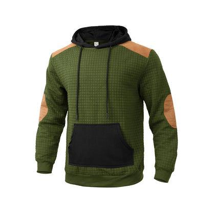 Herren Kapuzenpullover Modern mit Lederakzenten Schwarz
