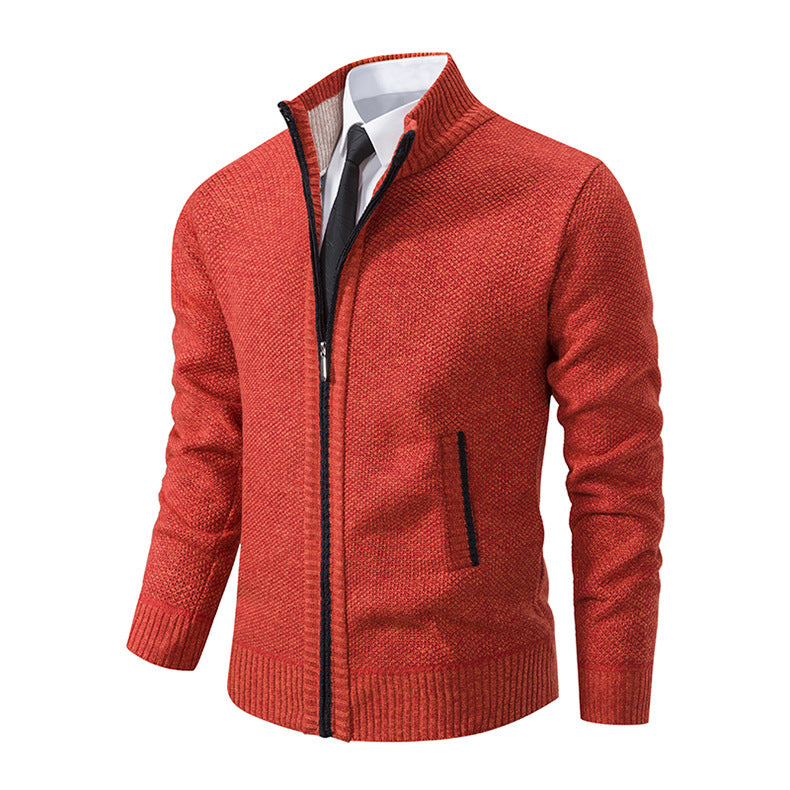 Herren Strickjacke Elegant Reißverschluss Kragen