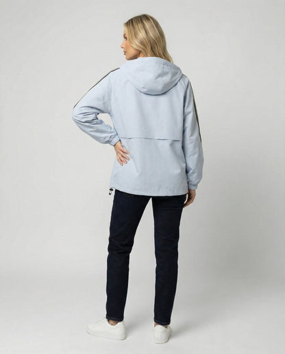 Damen Oversize Kapuzenjacke Winddicht Sportlich Mit Kontraststreifen