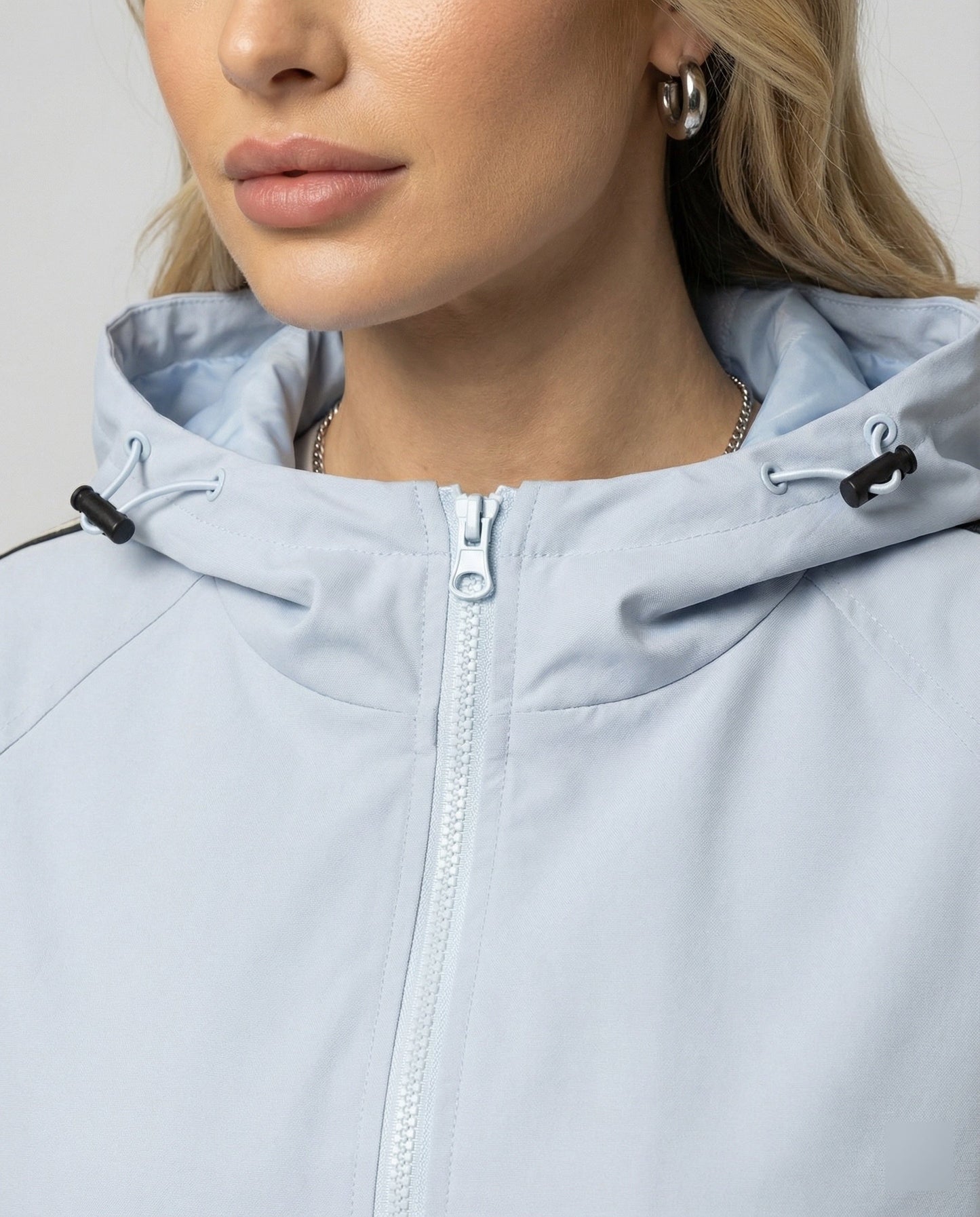 Damen Oversize Kapuzenjacke Winddicht Sportlich Mit Kontraststreifen